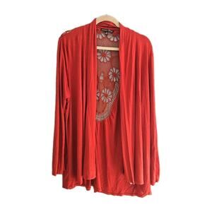 NWT Always Indigo Orange Open Front Crochet Back Cardigan Sweater Womans Size 3X